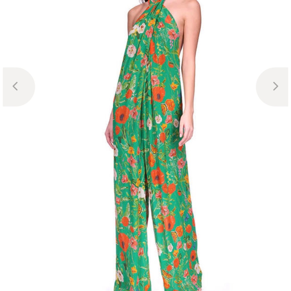 Cara Cara Green Floral Halter Jumpsuit - Picture 3 of 8